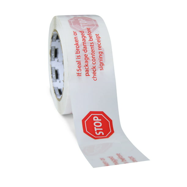 White Stop Sign Printed Tape 3/" x 110 Yard 2 Mil Box Sealing Tapes 6 Rolls